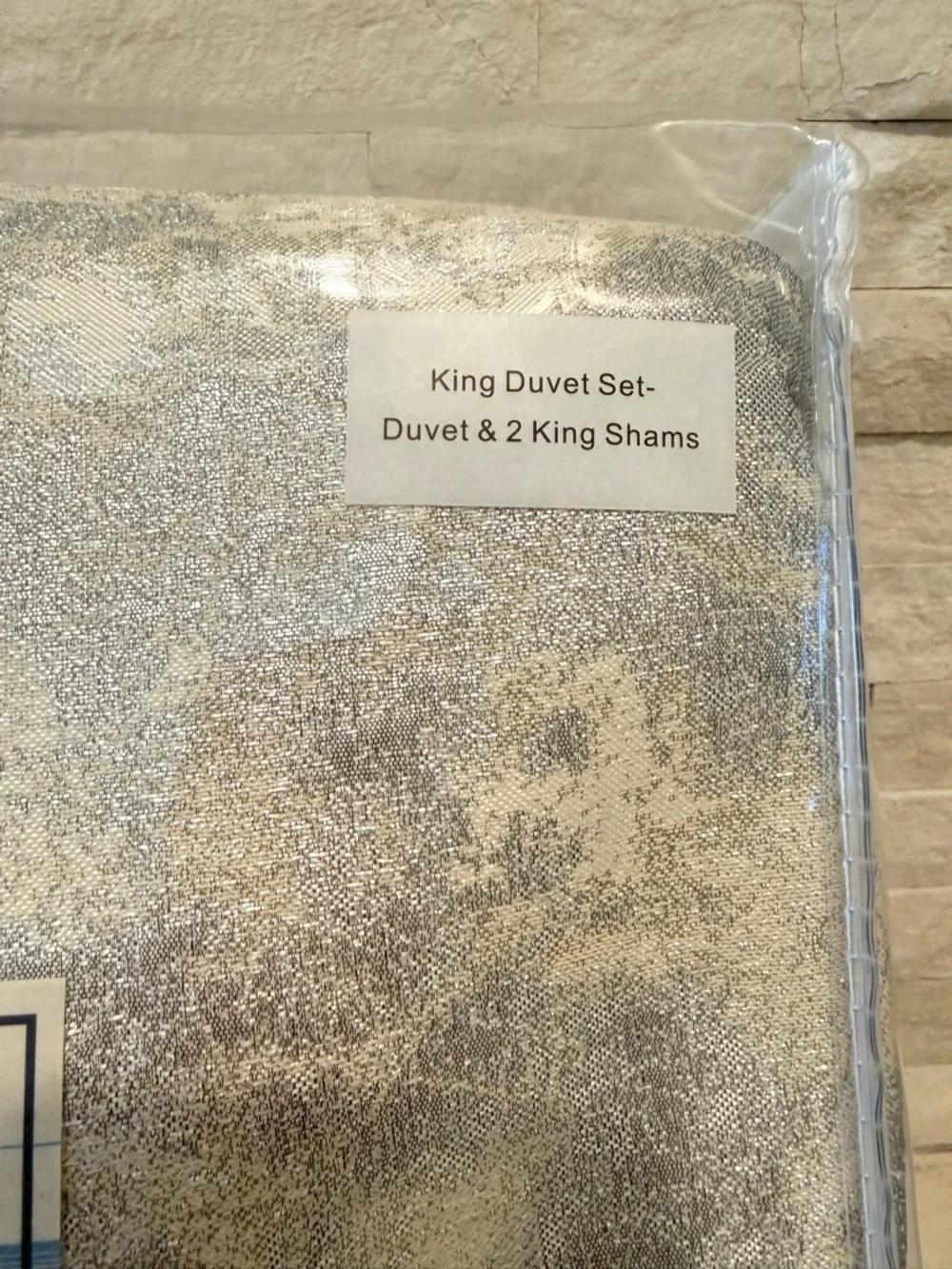 The Art Of Home Ann Gish King Duvet Set Terrazzo Silver New $525 W/Pillow Shams